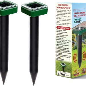 Mole Repellent – Outdoor Snake Repellent – Solar Powered Mole Remover for Mole, Vole, Gopher, Snakes and Other Animals – Vole Repellent 2 Packs