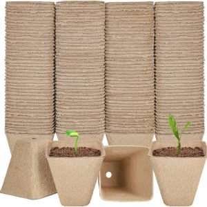 126 Packs Square Peat Pots, 3.15 Inch Seed Starting Pots with Drainage Holes Square Nursery Pot,Biodegradable Eco-Friendly Round Plant Seed Starter Peat Pots Germination Seedling Trays